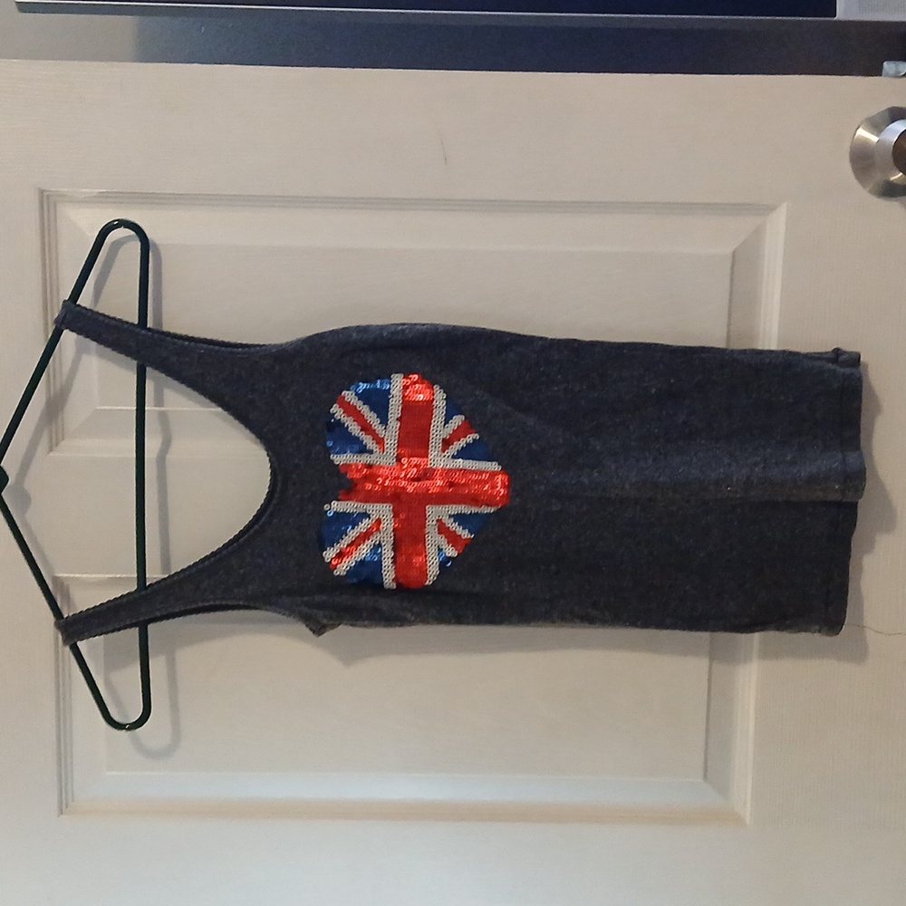 Dark Tank Top union Jack  flag Fitted